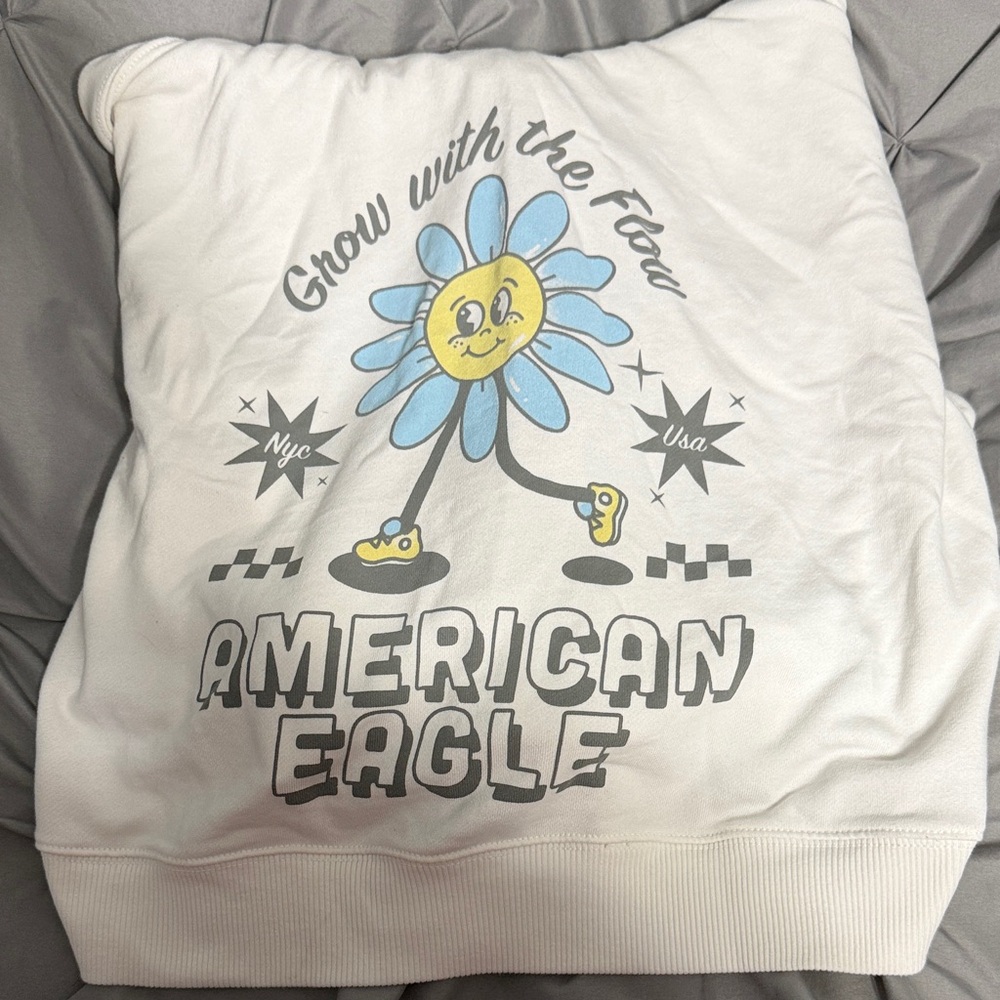 American Eagle Outfitters White Graphic Sweatshirt